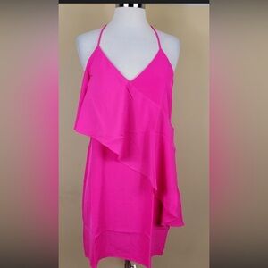 Amanda UPRICHARD PINK RUFFLE MINI DRESS SIZE LARGE NWT